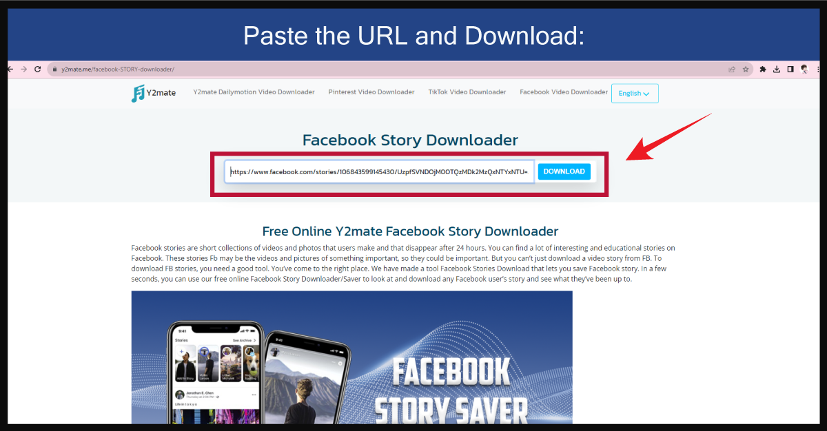 Paste URL and Download facebook