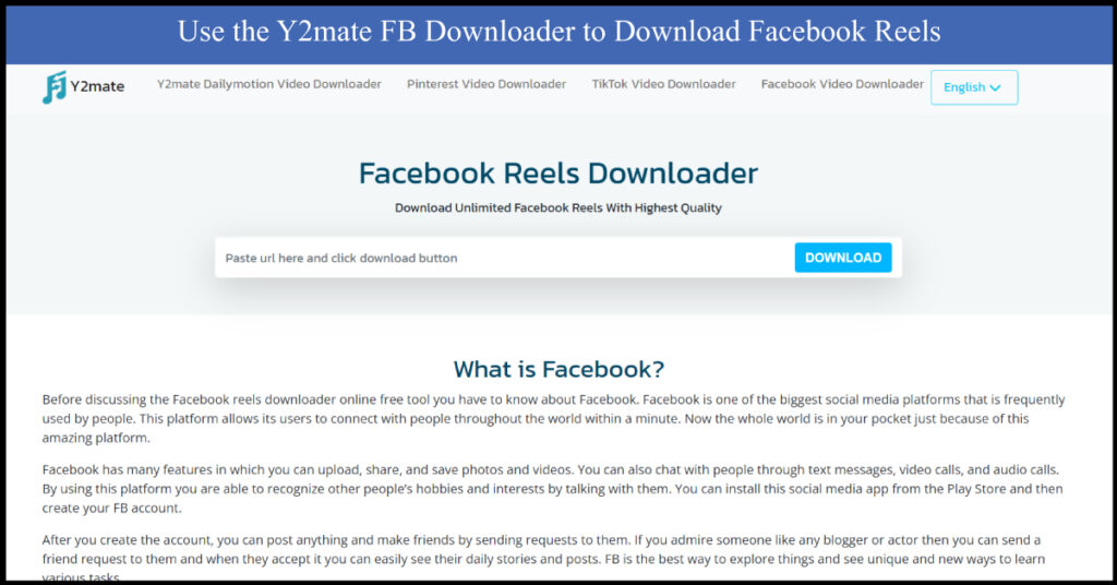 Use the Y2mate FB Downloader