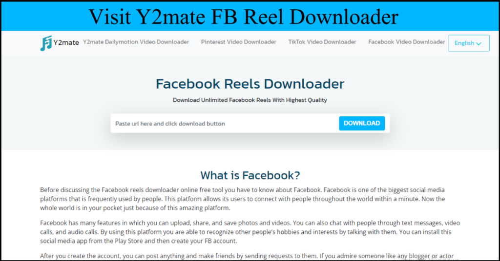 Visit Y2mate FB Reel Downloader
