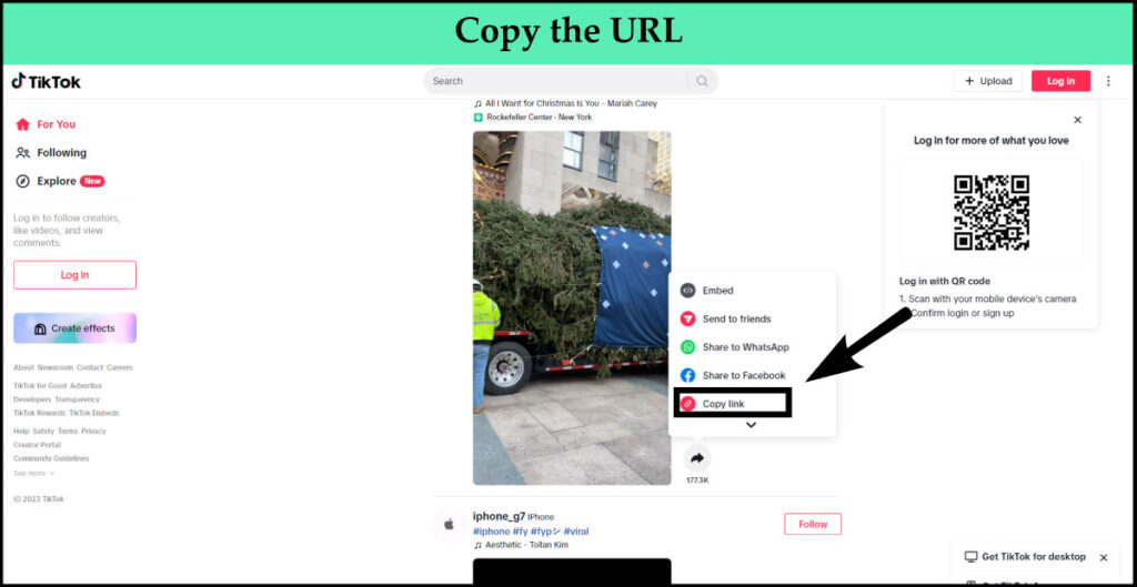 Copy Tiktok Video link