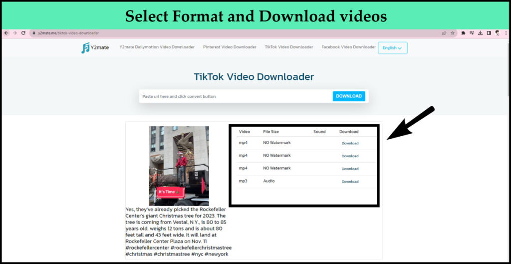 Select formate and download tiktok videos